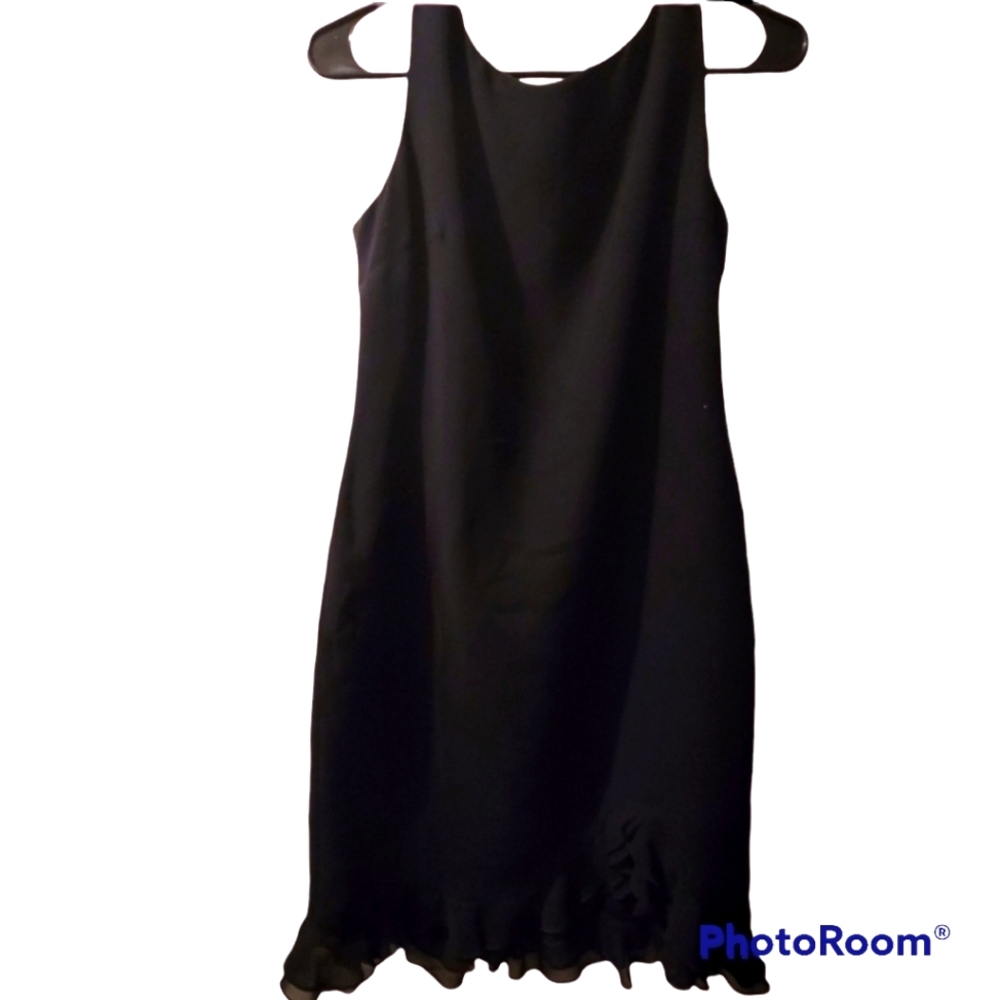 Worthington SIZE - 4P Black 👗 DRESS CRYSTAL BALL FOR ZIPPER IN BACK WITH RUFFLE